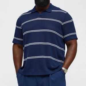 Knitted striped Jonny collar polo shirt - Novamen